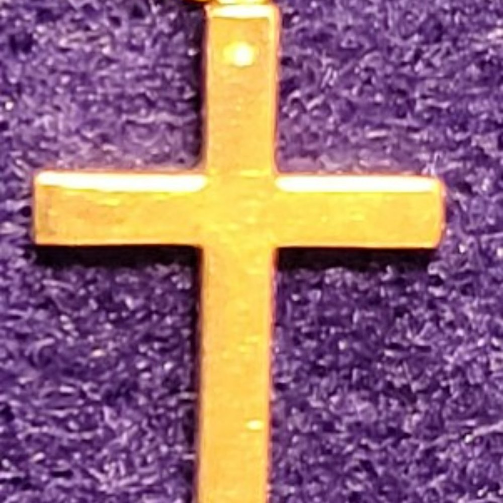 Vintage Esemco 10K Yellow Gold Etched Cross Pendant - Picture 5 of 6